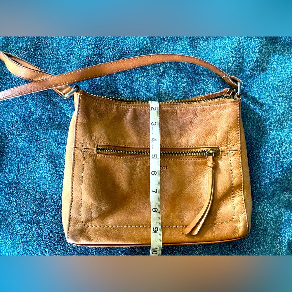 Margot New York, genuine Tan Leather Crossbody Bag - Picture 5 of 6